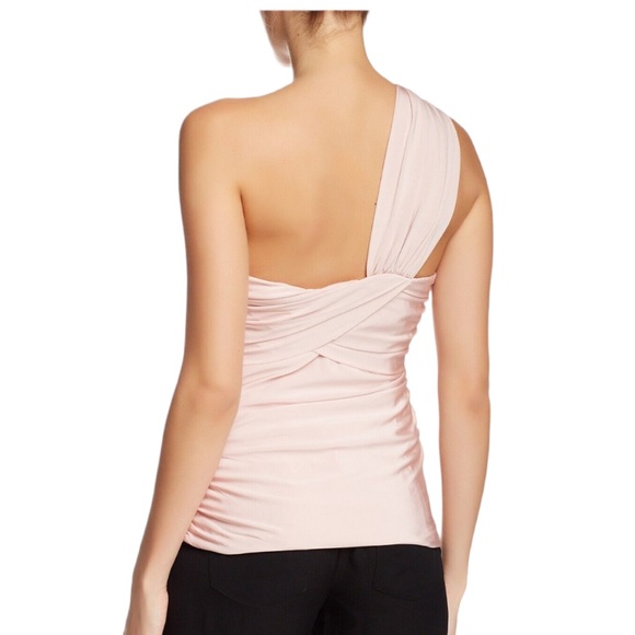 L.A.M.B Draped Knit Ruche Blush Pink One Shoulder Blouse - Picture 2 of 8